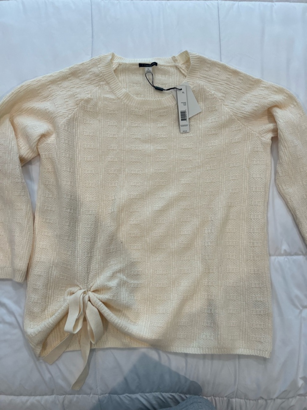 Ttahari Cream Bow Tie-Detail Sweater size XL